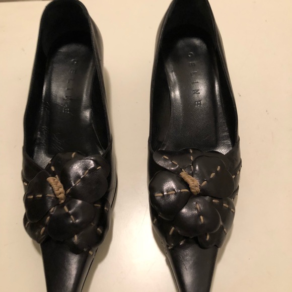 Celine Black Leather Slingback Heels - Picture 2 of 4